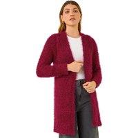 Roman Women's Textured Longline Knit Cardigan in Red | Size: 14