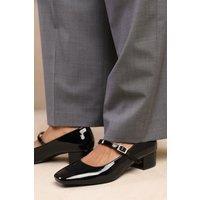 Where's That From Women's 'Nadia' Girl's School Block Heel Buckle Strap Mary Jane Shoes in True Black | Size: 5