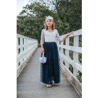 UK Flower Girl Boutique Girl's Bohemian Classic Long Sleeve Dress - Navy Blue | Size: 3-4 Years