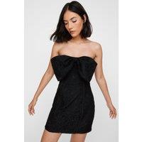 NastyGal Women's Lace Bow Bandeau Dress in Black | Size: 6