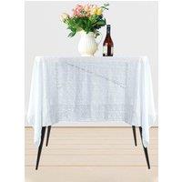 Neel Blue 70" x 70" Square Sequin Tablecloth in White
