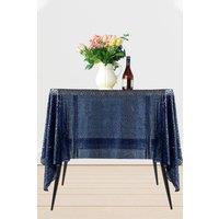 Neel Blue 70" x 70" Square Sequin Tablecloth in Navy