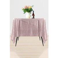 Neel Blue 70" x 70" Square Sequin Tablecloth in Light Pink