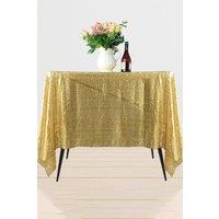 Neel Blue 70" x 70" Square Sequin Tablecloth in Metallic Gold