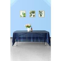 Neel Blue 70x108 Inch Rectangle Sequin Tablecloth in Navy