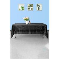 Neel Blue 70x108 Inch Rectangle Sequin Tablecloth in Black