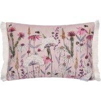 Voyage Maison Hermione Floral Fringed Cushion in Raspberry | Size: 40 cm x 60 cm