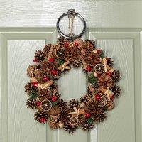 Samuel Alexander 36cm Winter Spice Hanging Christmas Wreath with Pine Cones Red Berries & Dried Fruit
