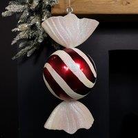 Samuel Alexander 50cm Red & White Stripe Hanging Bauble Christmas Candy Decoration