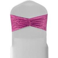 Neel Blue Pack of 10 Diamond Velvet Chair Band Sash, Glitz Shiny Fabric Chair Band Sash in Pink