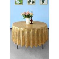 Neel Blue 70 Inch Round Sequin Tablecloth in Gold