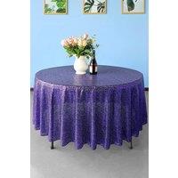 Neel Blue 70 Inch Round Sequin Tablecloth in Purple