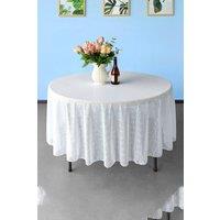 Neel Blue 70 Inch Round Sequin Tablecloth in White