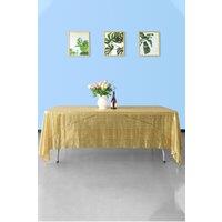 Neel Blue 70x144 Inch Rectangle Sequin Tablecloth in Metallic Gold
