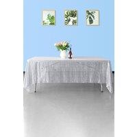 Neel Blue 70x144 Inch Rectangle Sequin Tablecloth in Silver