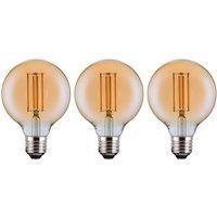 Ferretti G80 Amber Globe E27 LED Straight Filament Dimmable Bulb Pack | Size: Pack of 3