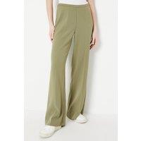 Oasis Women's High Waisted Wide Leg Welt Pocket Trouser in Khaki | Size: 10