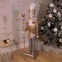 Marco Paul 120cm Gold Nutcracker Soldier Statue with LED Lights - Battery Operated