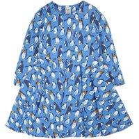 Frugi Girl's Sofia Skater Dress in Blue | Size: 4-5 Years