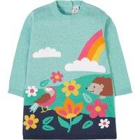 Frugi Girl's Ava Knitted Dress in Blue | Size: 18-24 m