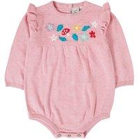 Frugi Girl's Remi Knitted Romper in Pink | Size: 0-3 m