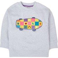 Frugi Girl's Superb Stitched Sweatshirt in Grey | Size: 4-5 Years