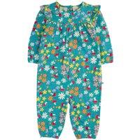 Frugi Girl's Wren Playsuit in Green | Size: 3-4 Years