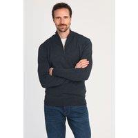 French Connection Men's 1/2 Zip Knitted Jumper in Dark Blue | Size: Medium
