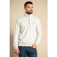 French Connection Men's Cotton Blend Half-Zip Jumper in Light Grey | Size: Small