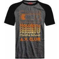Stranger Things Men's AV Club Acid Wash T-Shirt in Mid Grey | Size: Large