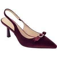 MODISHION Women's Velvet Pointed-Toe Heels in Wine | Size: 5.5