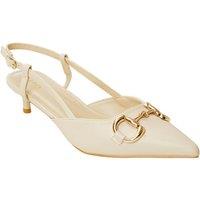 MODISHION Women's Solid Pointed Slingback Pumps Kitten Heels in Beige | Size: 7