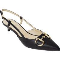MODISHION Women's Solid Pointed Slingback Pumps Kitten Heels in Black | Size: 5.5