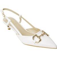 MODISHION Women's Solid Pointed Slingback Pumps Kitten Heels in White | Size: 5.5