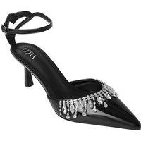 MODISHION Women's Elegant Pointed-Toe Heels with Adjustable Ankle Strap in Black | Size: 7