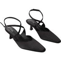 MODISHION Women's Kitten Heel Slingback Squared-off Closed Toe Heels Pumps in Black | Size: 7