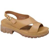 MODISHION Women's Open Toe Heeled Sandals in Camel | Size: 6.5