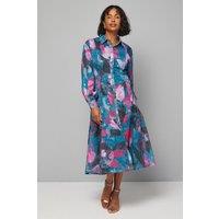 Wallis Women's Floral Jacquard Button Through Shirt Dress in Green | Size: 12