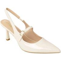 MODISHION Women's Elegant Pointed-Toe Slingback Heels with Adjustable Instep Strap in Beige | Size: 6.5