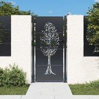 Berkfield Home Garden Gate Anthracite 105x180 cm Steel Tree Design