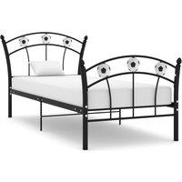 Berkfield Home Bed Frame with Football Design Black Metal 90x200 cm