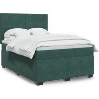 Box Spring Bed with Mattress Dark Green 140x190 cm Velvet