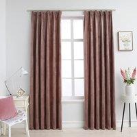 Berkfield Home Blackout Curtains 2pcs with Hooks Velvet Antique Pink 140x245cm | Size: 140x245 cm