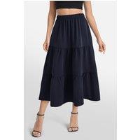 MODISHION Women's A-line Swing Pleated Midi Skirt in Dark Navy | Size: Small