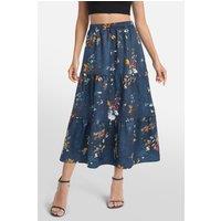 MODISHION Women's A-line Swing Pleated Midi Skirt in Dark Blue | Size: Medium