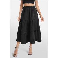MODISHION Women's A-line Swing Pleated Midi Skirt in Black | Size: XL