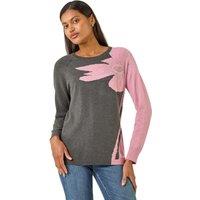 Roman Women's Floral Hotfix Knit Jumper in Grey | Size: 10