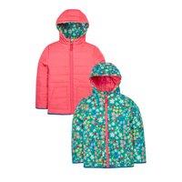 Frugi Girl's Reversible Toasty Trail Jacket in Pink | Size: 3-4 Years
