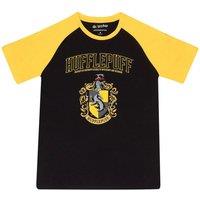 Harry Potter Men's Hufflepuff Raglan T-Shirt in Black | Size: 2XL
