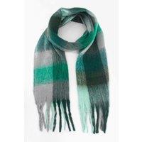 Sarta Women's Teal Check Heavyweight Winter Scarf Colour Block Shawl